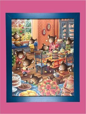 Annie Tassé Original Painting Whimsical Mice Family Cottage Illustration Art